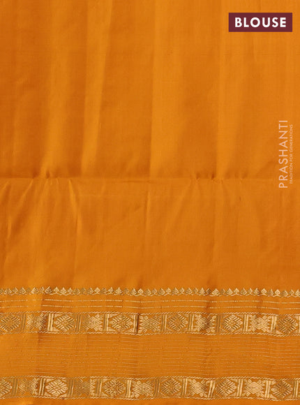 Pure soft silk saree dual shade of pinkish orange and mango yellow with allover zari woven buttas and zari woven border