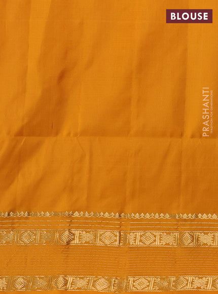 Pure soft silk saree cs blue and mango yellow with allover zari woven buttas and zari woven border