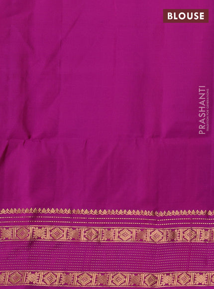 Pure soft silk saree teal green and magenta pink with allover zari woven buttas and zari woven border