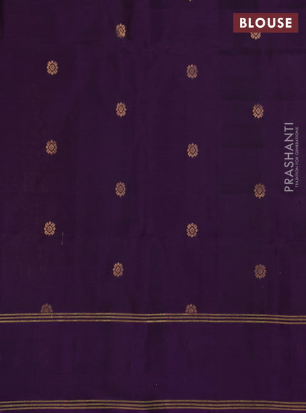 Pure soft silk saree yellow and violet with zari woven buttas and zari woven border