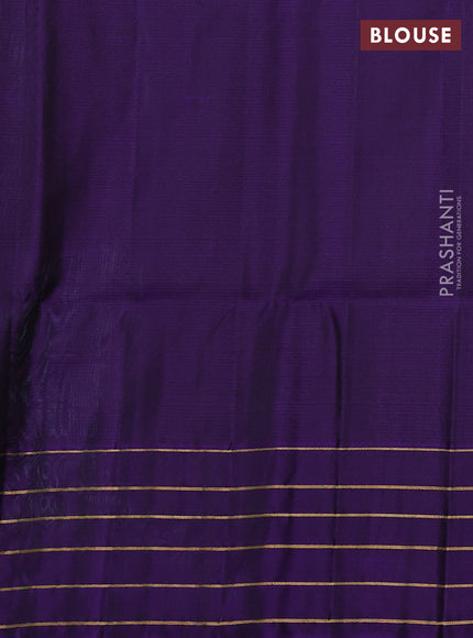 Pure soft silk saree teal blue and violet with zari woven buttas and zari woven border