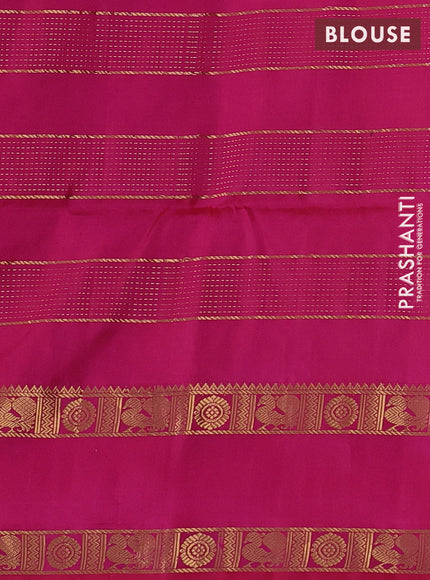 Pure soft silk saree bottle green and pink with allover zari weaves & buttas and rettapet zari woven border