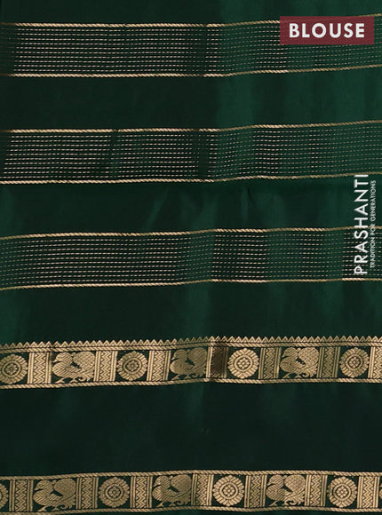 Pure soft silk saree pink and bottle green with allover zari weaves & buttas and rettapet zari woven border