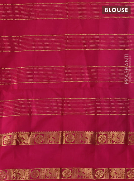 Pure soft silk saree teal green and pink with allover zari weaves & buttas and rettapet zari woven border