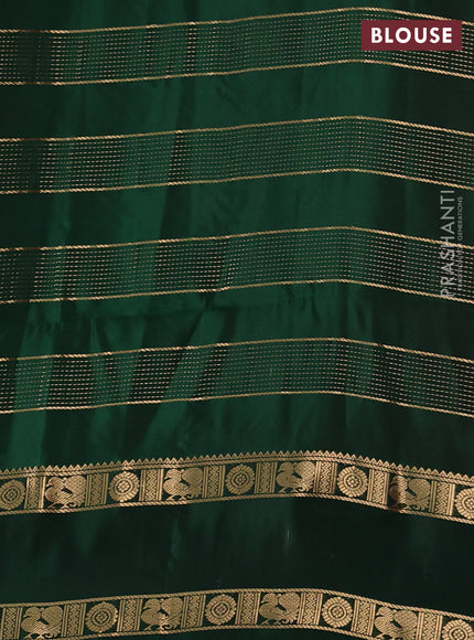 Pure soft silk saree red and bottle green with allover zari weaves & buttas and rettapet zari woven border