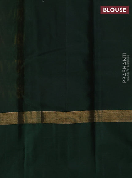 Pure soft silk saree multi colour and green with allover paalum pazhamum checked pattern and zari woven simple border