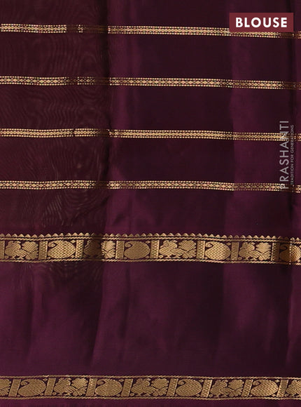 Pure soft silk saree mild pista green and deep wine with allover zari weaves pattern and long rettapet zari woven border