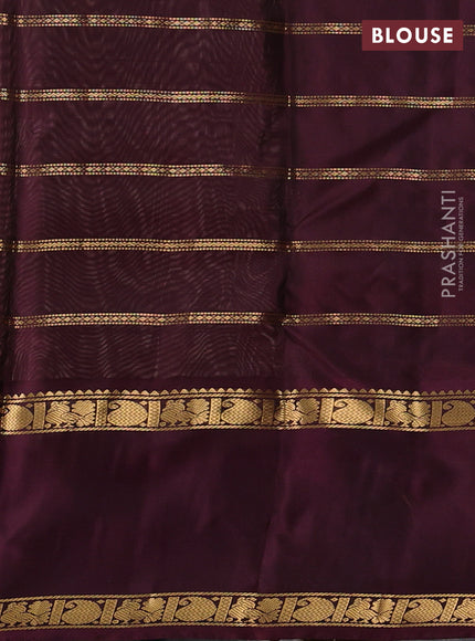Pure soft silk saree beige and deep wine with allover zari weaves pattern and long rettapet zari woven border