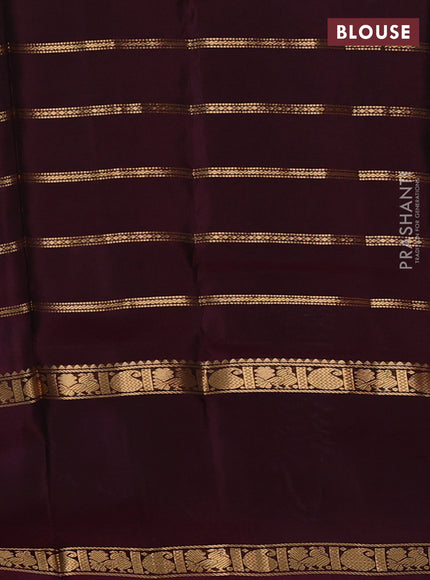 Pure soft silk saree teal blue and deep wine with allover zari weaves pattern and long rettapet zari woven border