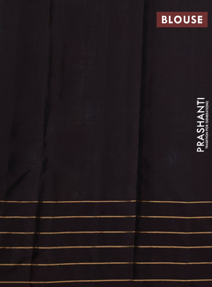 Pure soft silk saree teal blue and coffee brown with zari woven buttas and zari woven border