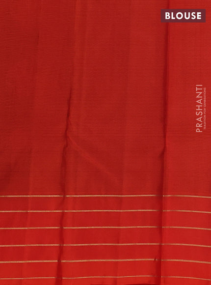Pure soft silk saree peacock green and orange with zari woven buttas and zari woven border