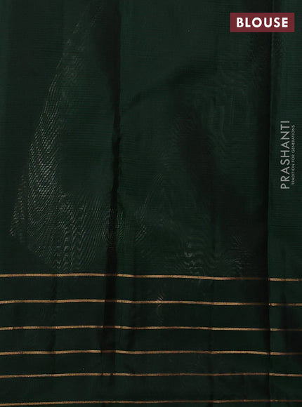 Pure soft silk saree off white and bottle green with zari woven buttas and zari woven border