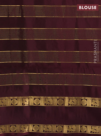 Pure soft silk saree dual shade of pinkish orange and deep maroon with allover zari weaves & buttas and rettapet zari woven border