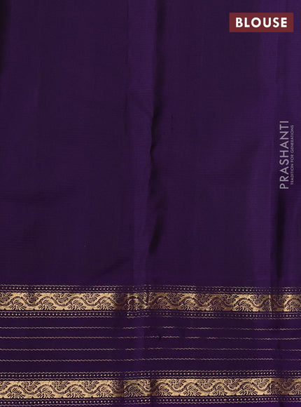 Pure soft silk saree peacock blue and violet with allover thread & zari woven buttas and zari woven border