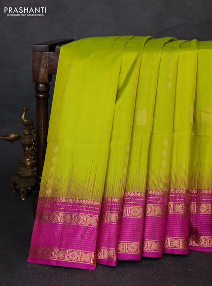 Pure soft silk saree light green and pink with allover zari woven buttas and zari woven border