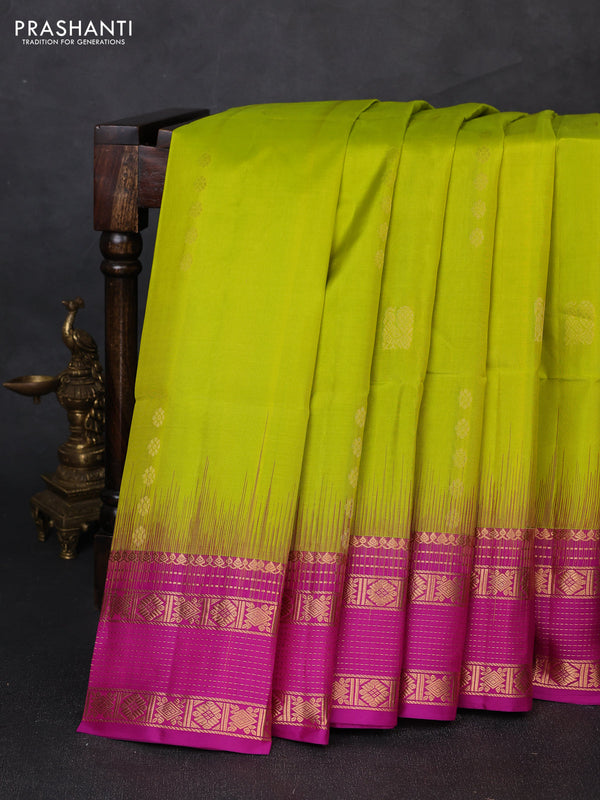 Pure soft silk saree light green and pink with allover zari woven buttas and zari woven border