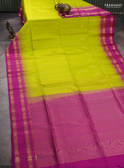 Pure soft silk saree light green and pink with allover zari woven buttas and zari woven border
