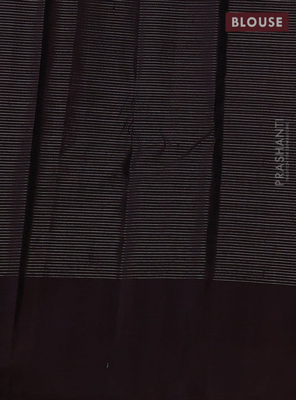 Pure soft silk saree coffee brown with allover zari woven small checked pattern and silver zari woven border