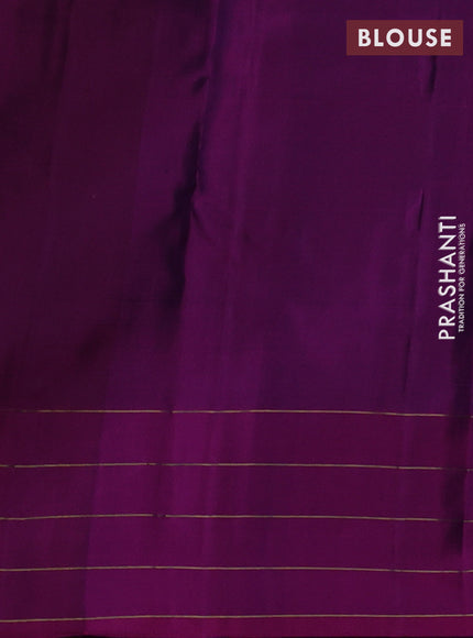 Pure soft silk saree cs blue and purple with allover zari weaves and zari woven checked border