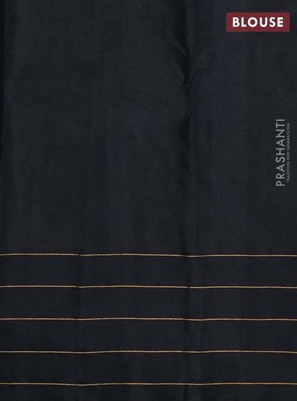 Pure soft silk saree grey and black with allover zari weaves and zari woven checked border