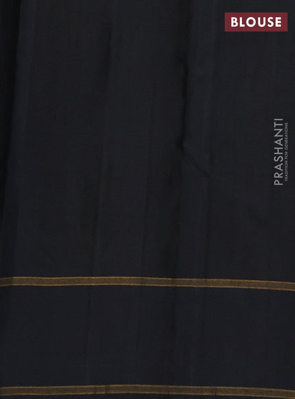 Pure soft silk saree mehendi green and black with allover silver zari weaves and rettapet zari woven border