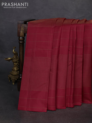 Pure soft silk saree red and yellow with allover zari woven small checked pattern and zari woven checked border