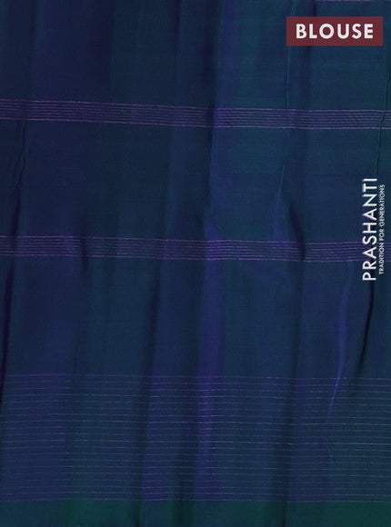 Pure soft silk saree jamun shade and dual shade of bluish green with allover zari checks & buttas and zari woven border