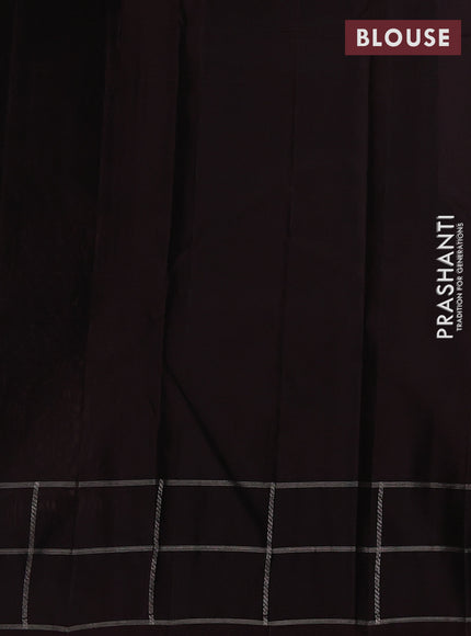Pure soft silk saree pastel peach and coffee brown with allover small checked pattern and zari woven checked border