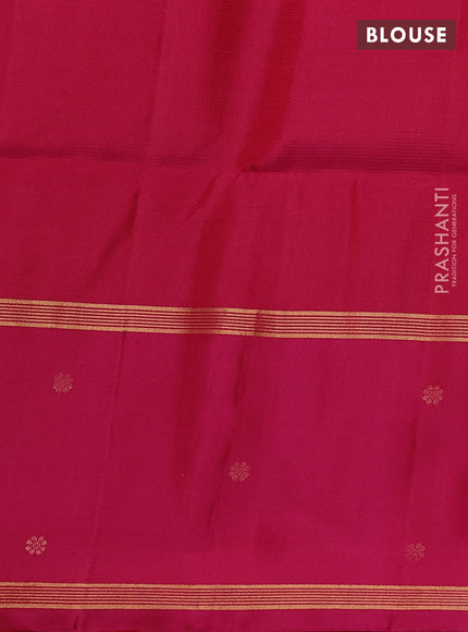 Pure soft silk saree dual shade of teal bluish green and pink with allover zari stripe weaves and zari woven butta border