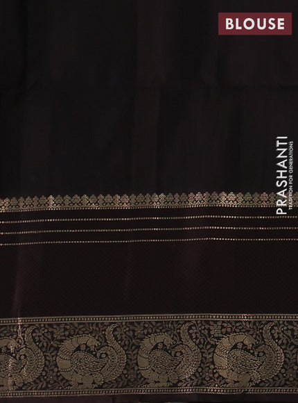 Pure soft silk saree green shade and coffee brown with zari woven buttas and long zari woven border