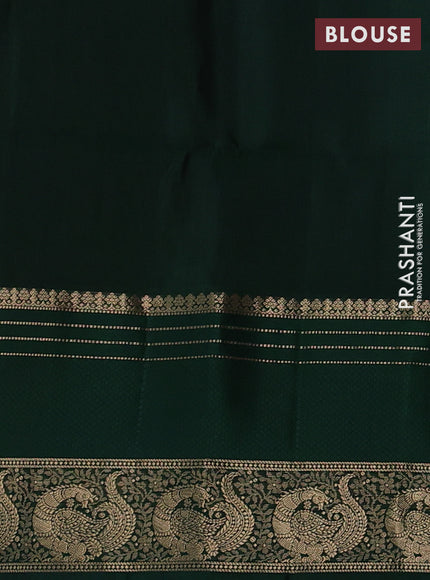 Pure soft silk saree rosy brown and bottle green with zari woven buttas and long zari woven border