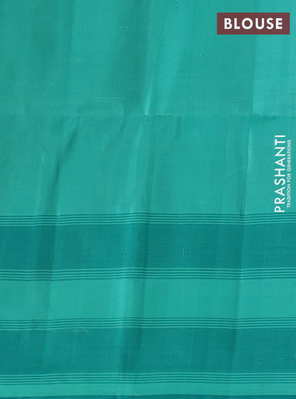 Pure soft silk saree dual shade of pink and teal blue with allover zari weaves & buttas and long simple border