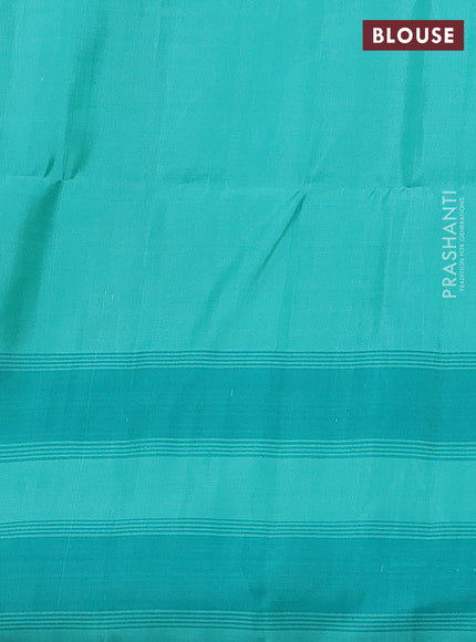 Pure soft silk saree lime yellow and teal blue with allover zari weaves & buttas and long simple border