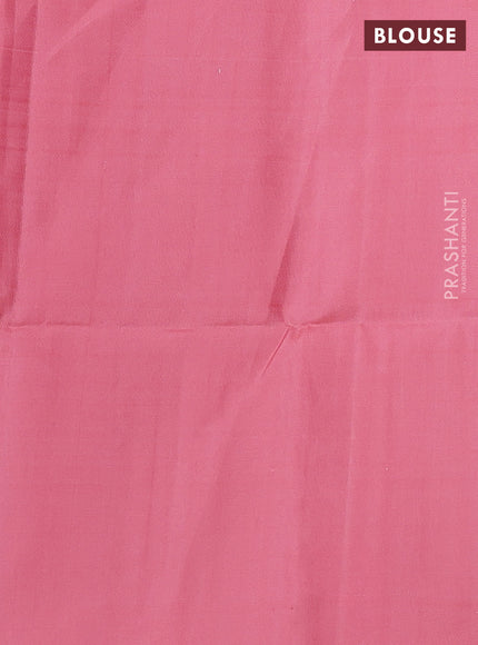 Pure soft silk saree cream and mild peach pink with allover checks & zari buttas and piping border