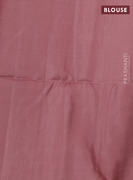Pure soft silk saree violet and pastel peach with allover checks & zari buttas and piping border