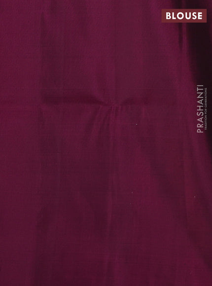 Pure soft silk saree dark magenta pink with plain body and temple design thread woven border
