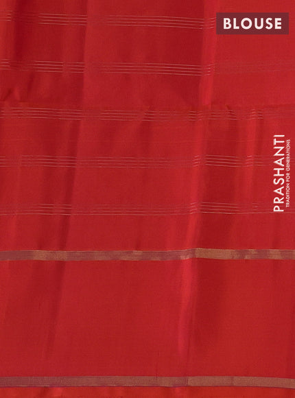 Pure soft silk saree dual shade of pinkish orange with allover zari checks & buttas and rettapet zari woven border