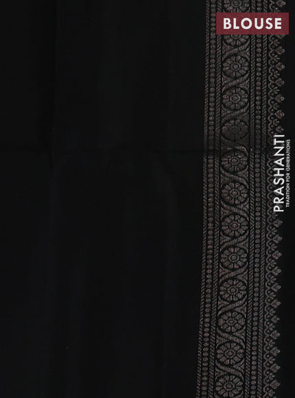 Pure soft silk saree olive green and black with allover weaves and silver zari woven butta border
