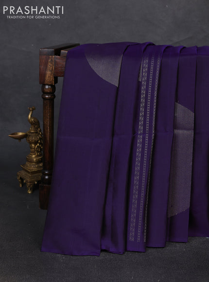 Pure soft silk saree violet with zari woven geometric weaves in borderless style