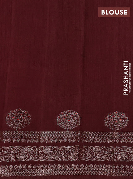 Banarasi semi matka silk saree coffee brown with allover thread & zari woven buttas and woven border
