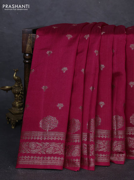 Banarasi semi matka silk saree pink with allover thread & zari woven buttas and woven border
