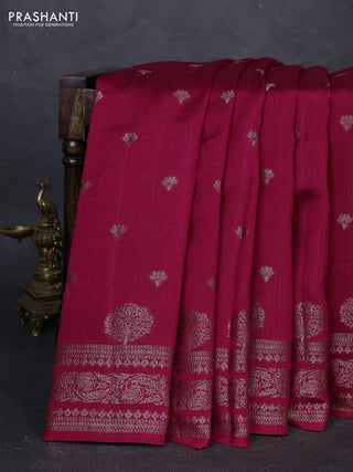 Banarasi semi matka silk saree pink with allover thread & zari woven buttas and woven border