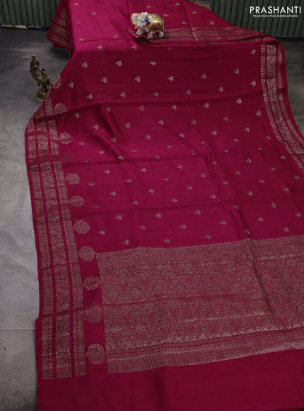 Banarasi semi matka silk saree pink with allover thread & zari woven buttas and woven border