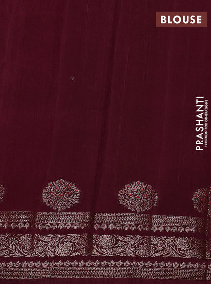 Banarasi semi matka silk saree wine shade with allover thread & zari woven buttas and woven border