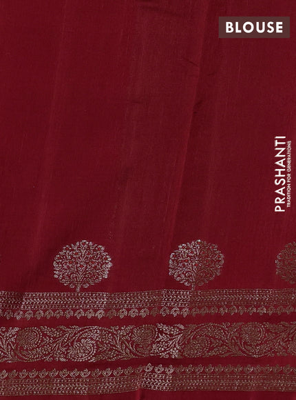 Banarasi semi matka silk saree maroon with allover thread & zari woven buttas and woven border