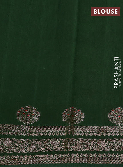 Banarasi semi matka silk saree green with allover thread & zari woven buttas and woven border