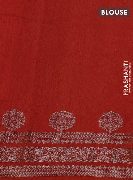 Banarasi semi matka silk saree orange with allover thread & zari woven buttas and woven border