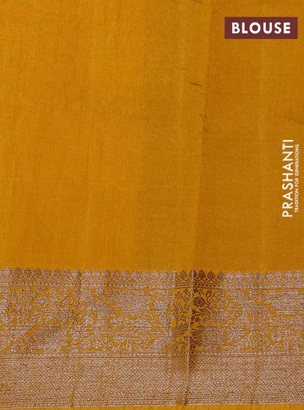 Banarasi semi matka silk saree mustard yellow with allover thread & zari weaves and woven border