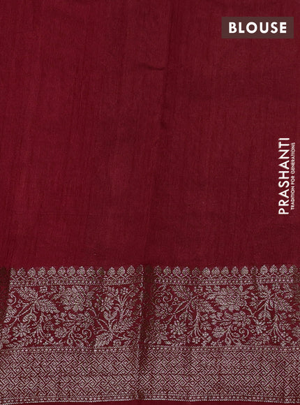 Banarasi semi matka silk saree maroon with allover thread & zari weaves and woven border