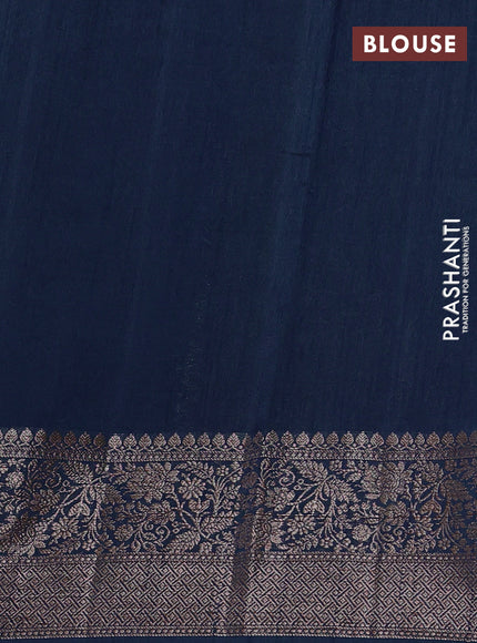 Banarasi semi matka silk saree peacock blue with allover thread & zari weaves and woven border